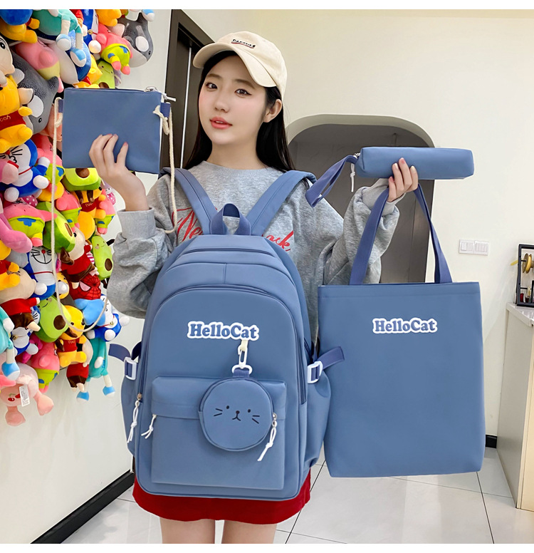 Школьный рюкзак для девочки Hello Cat 5в1 5-11 класс Голубой (27668053) - фото 4 Школьный рюкзак для девочки Hello Cat 5в1 5-11 класс Голубой (27668053) - фото 4
