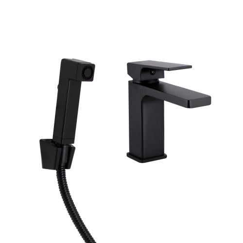 Смеситель для раковины Q-tap Gemini с гигиеническим душем Black Matt (QTGEM272BLM45690)