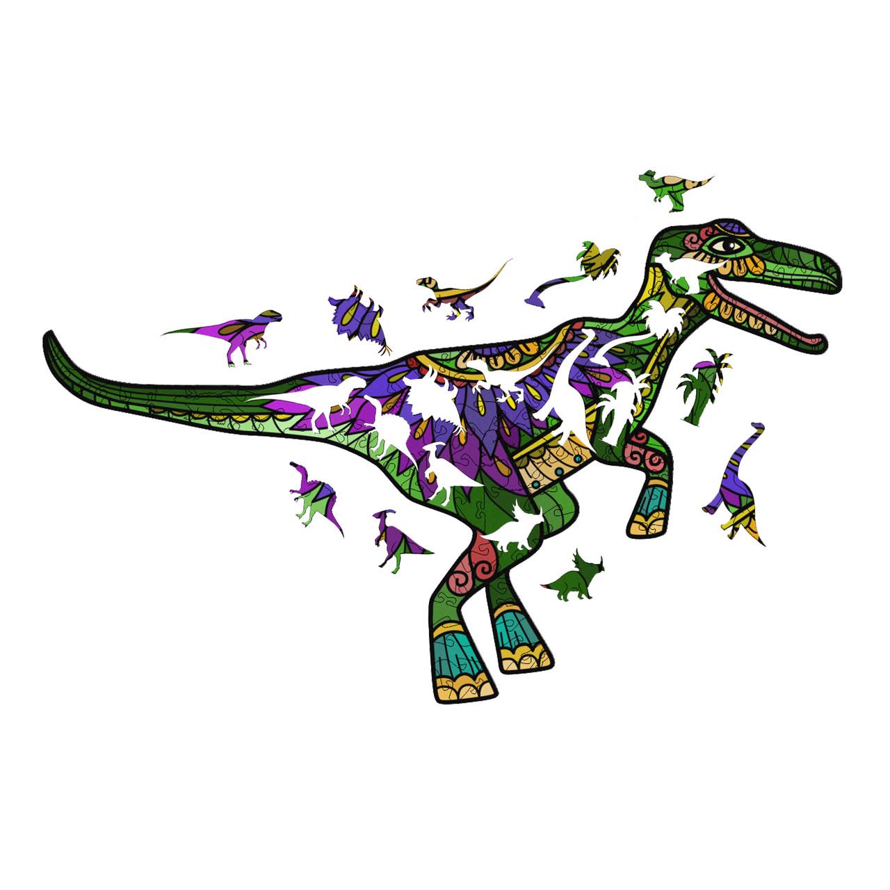 Пазл дерев'яний Динозавр Велоцераптор А5 (956) - фото 3