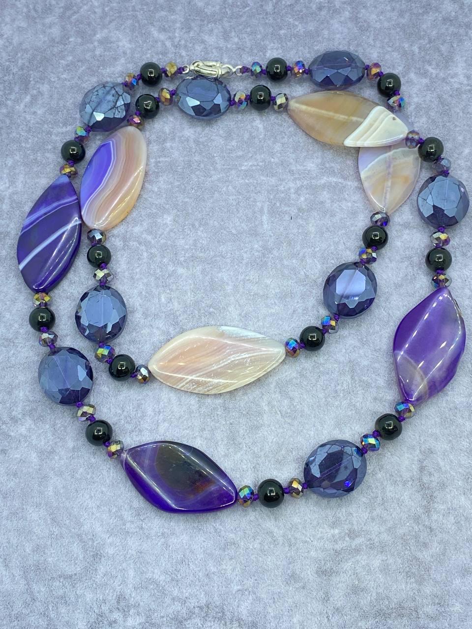 Бусы агат 95 см (593-1)