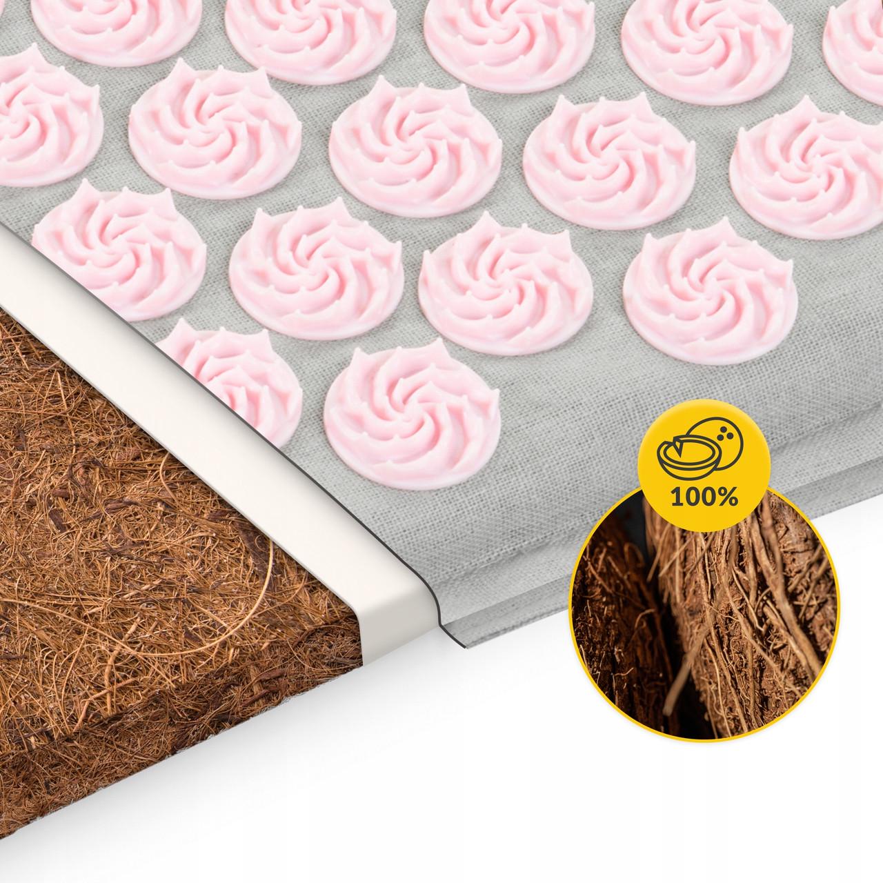 Килимок акупунктурний з подушкою 4fizjo Eco Mat XL Аплікатор Кузнєцова Grey/Pink (P-5907739313607) - фото 10