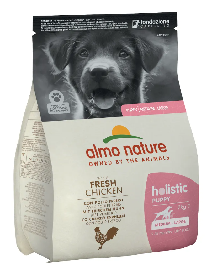 Корм сухий для цуценят середніх та великих порід Almo Nature до Holistic Puppy зі свіжою куркою 2 кг