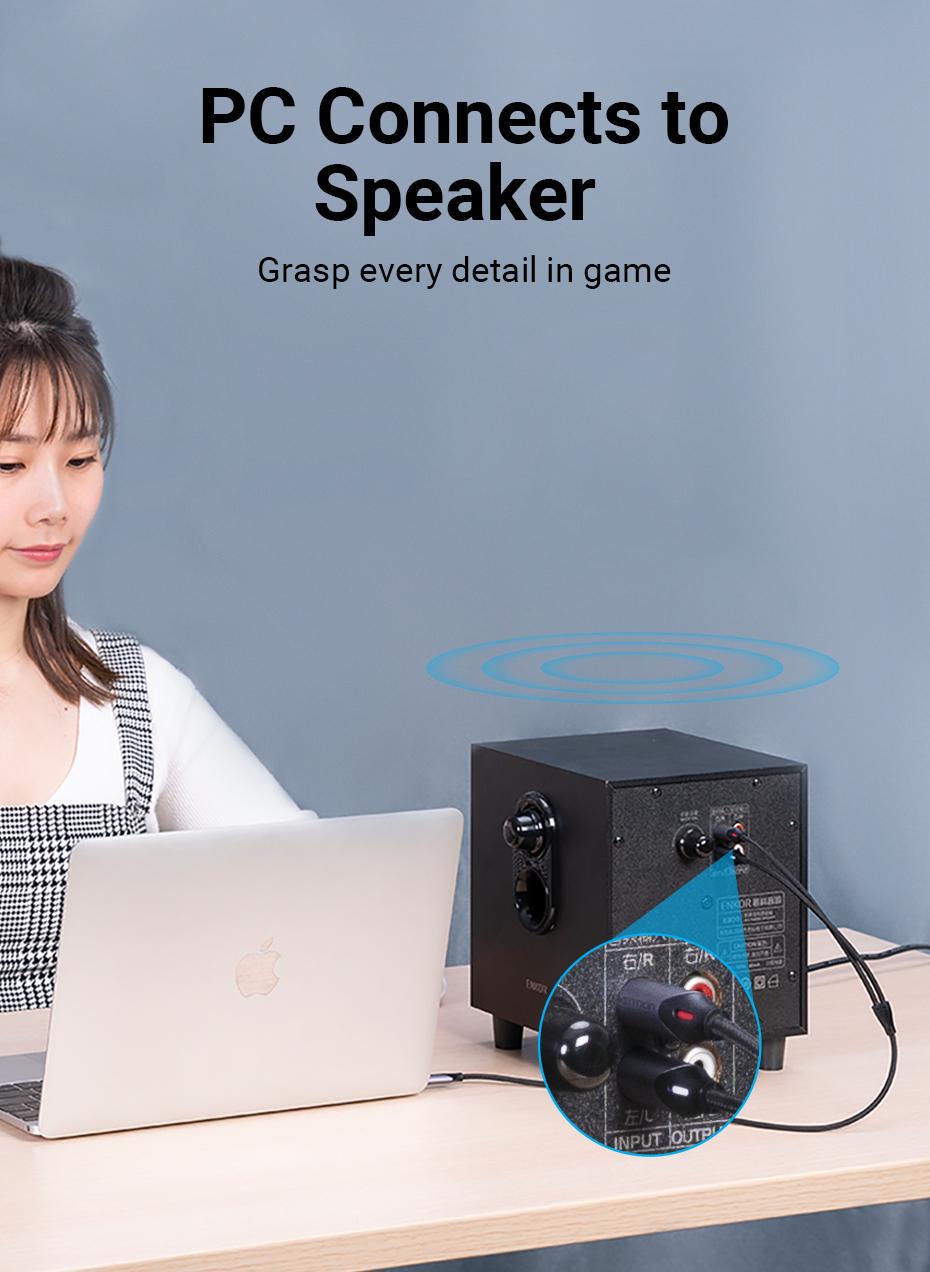 Кабель Vention Type-C-2RCA стерео тюльпани-USB-C Hi-Fi звук AUX DAC ЦАП нейлонове обплетення 2 м Чорний (BGUHH) - фото 8