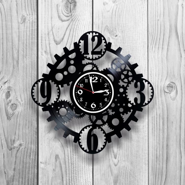 Часы настенные Стимпанк 0017 из виниловой пластинки