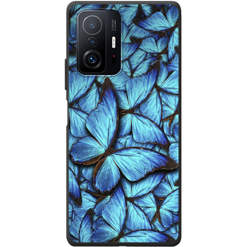 Чехол BoxFace Xiaomi 11T / 11T Pro лазурные бабочки Черный силикон (43423-up1550-44163)