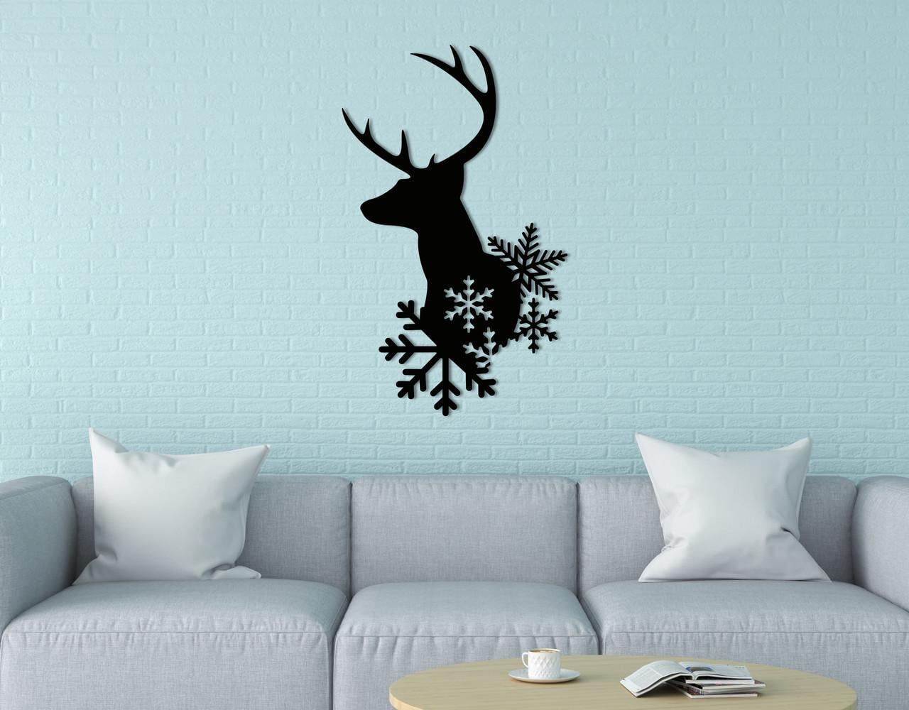 Декоративное панно на стену Upwood Decor Deer With Snowflakes 60х98,4 см Black (1579366424)