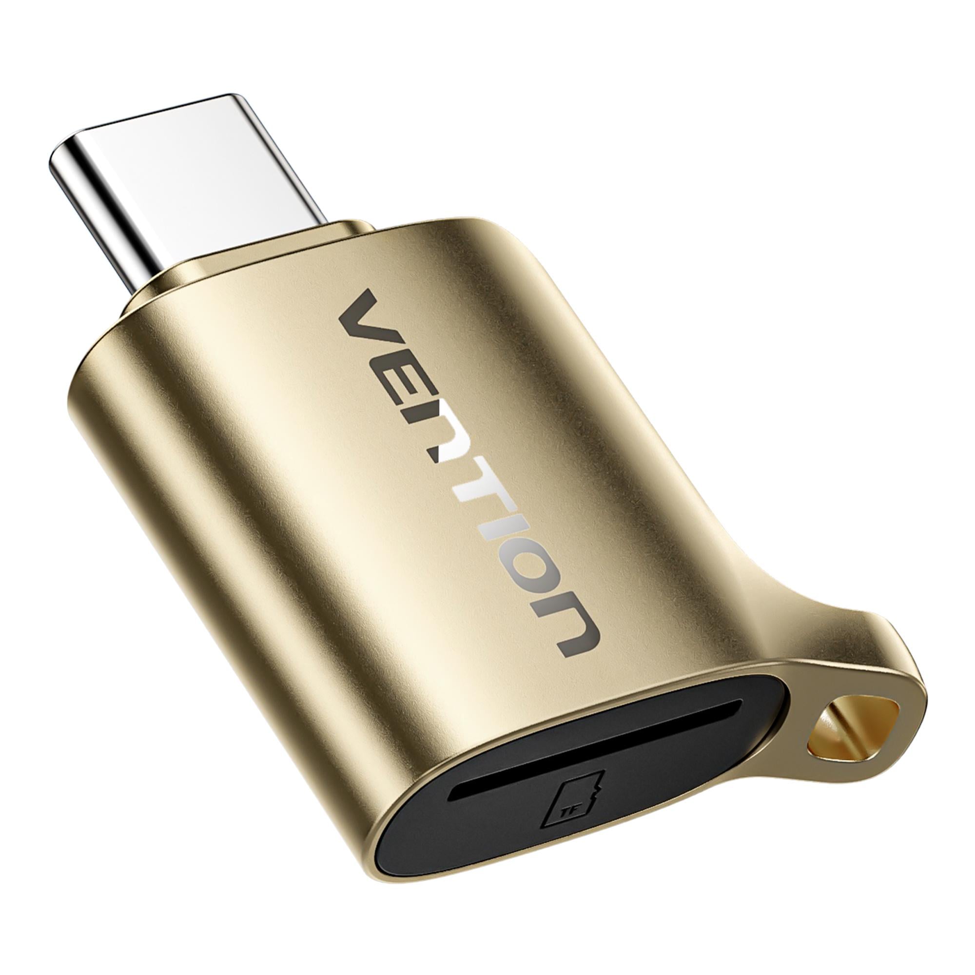 Кардридер Vention карты до 2 ТБ 1 слот для карт microSD/USB-C/USB 3.0 Золотистый (CLNJ0)