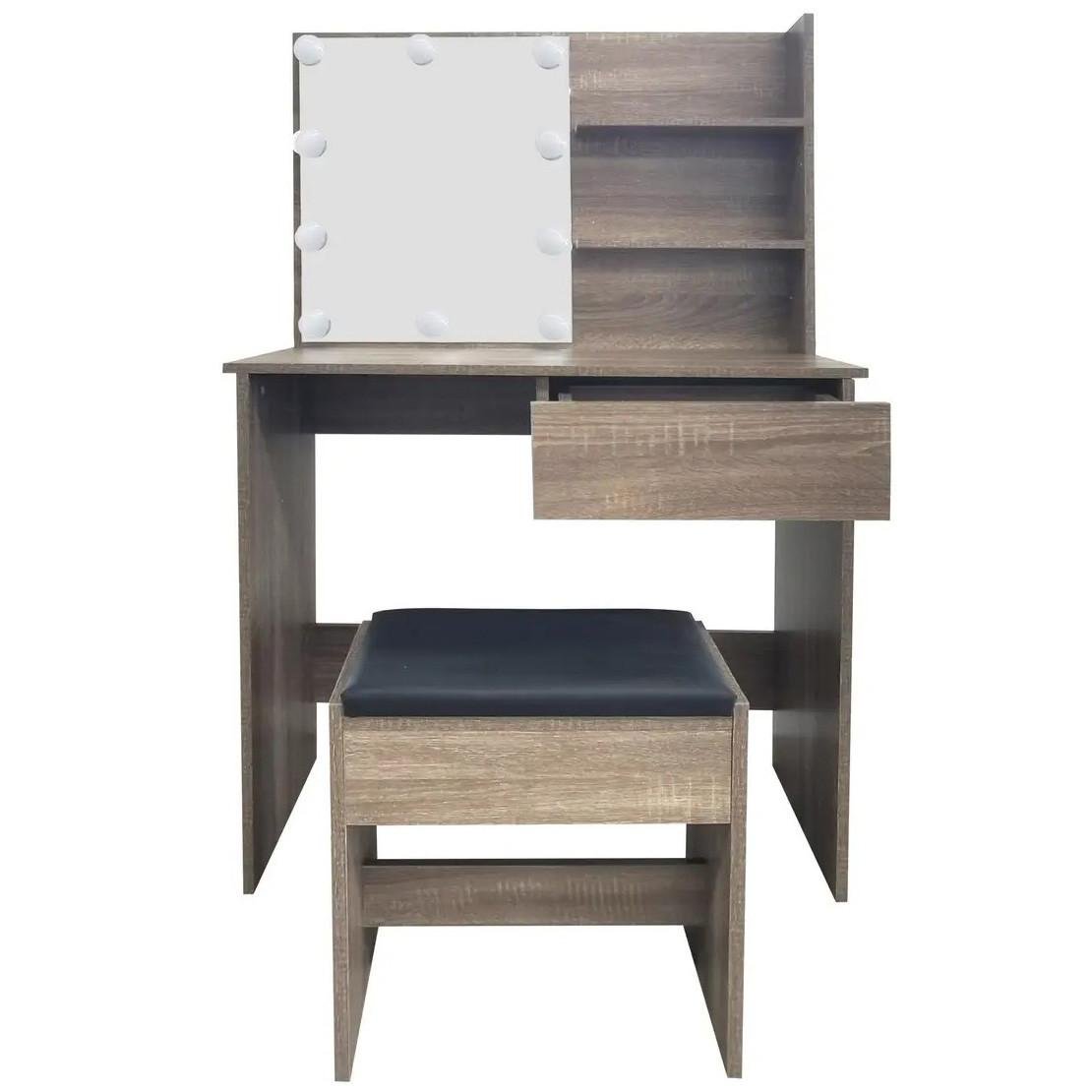 Туалетный столик и табурет AVKO ADT9 с подсветкой Grey Walnut (45555099_12KT) - фото 1 Туалетный столик и табурет AVKO ADT9 с подсветкой Grey Walnut (45555099_12KT) - фото 1