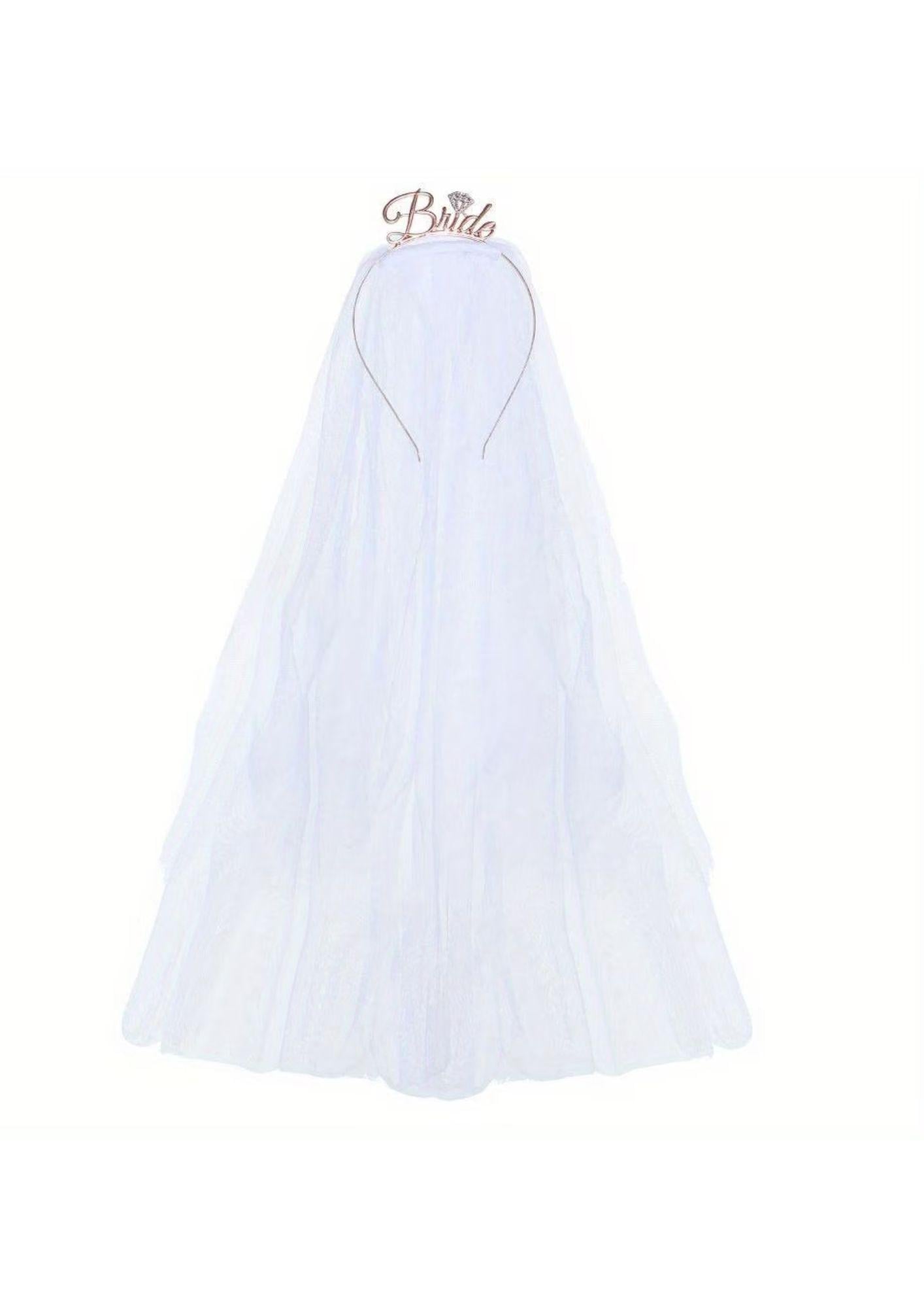 Обруч для нареченої для дівич-вечора з фатою «Bride» Рожеве золото (92) Обруч для нареченої для дівич-вечора з фатою «Bride» Рожеве золото (92)