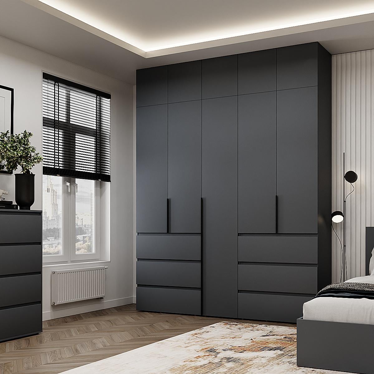 Шкаф распашной комбинированый №3 Light с антресолью 2000x500x2500 Графит (GAA1LTK037000000) Шкаф распашной комбинированый №3 Light с антресолью 2000x500x2500 Графит (GAA1LTK037000000)