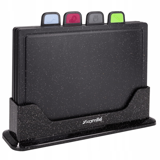 Набор разделочных досок Kamille KM-5225 из пластика на подставке 29,2 х22,8х0,6 см 3 шт. Черный мрамор (150-84-5225)