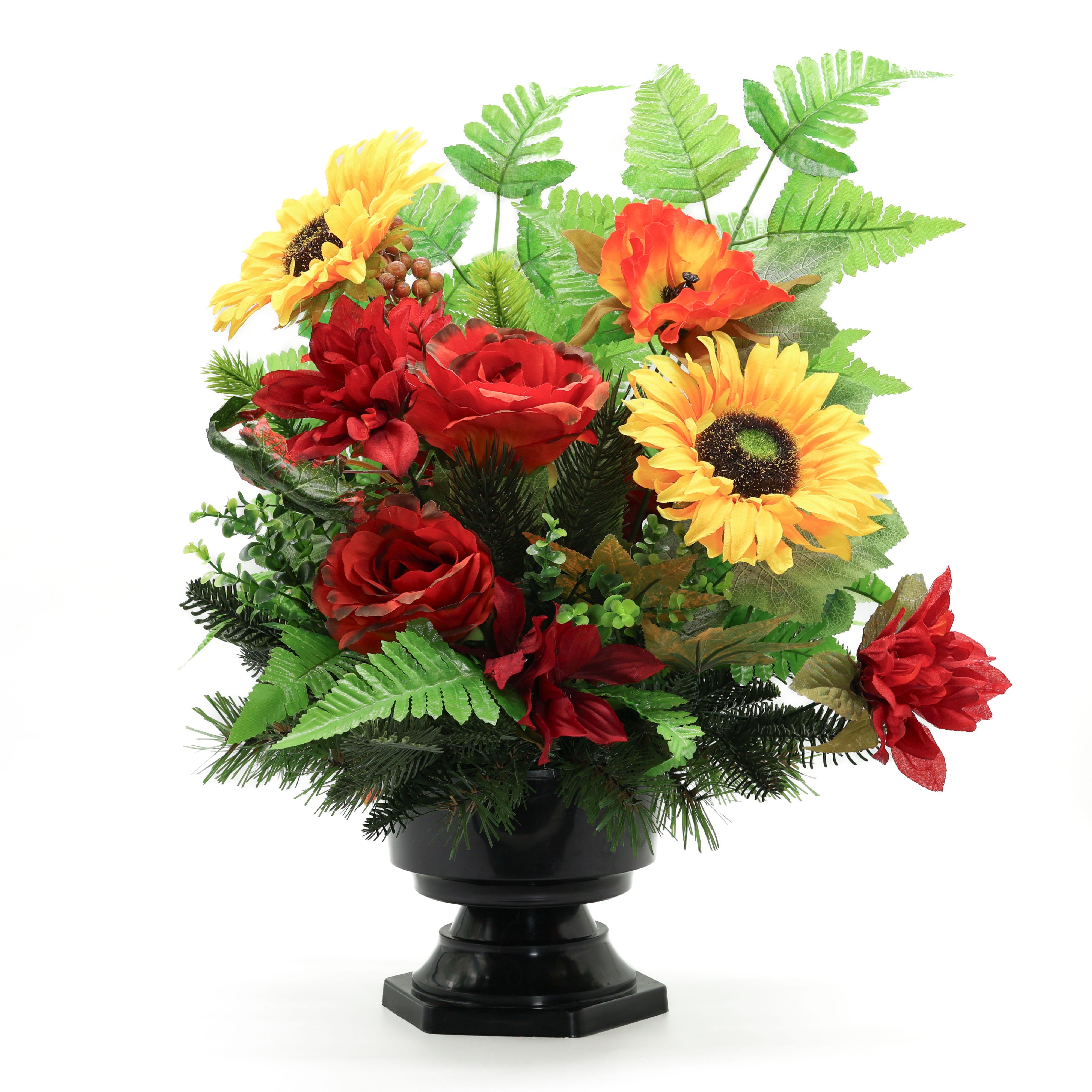 Композиция Gala Decor из искусственных цветов в пластмассовом кашпо Черный (КЧ4535С)