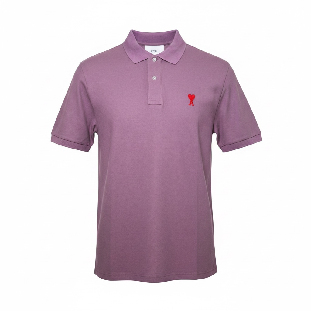 Футболка мужская поло в стиле Ami De Coeur small logo Polo Shirt M Серо-лиловый (AP12003.7M)