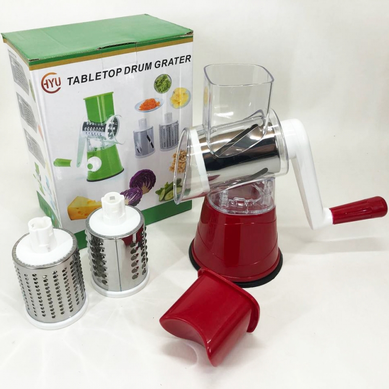 Овочерізка Tabletop Drum Grater Kitchen Master 3 насадки Red (tf5726) - фото 10 Овочерізка Tabletop Drum Grater Kitchen Master 3 насадки Red (tf5726) - фото 10