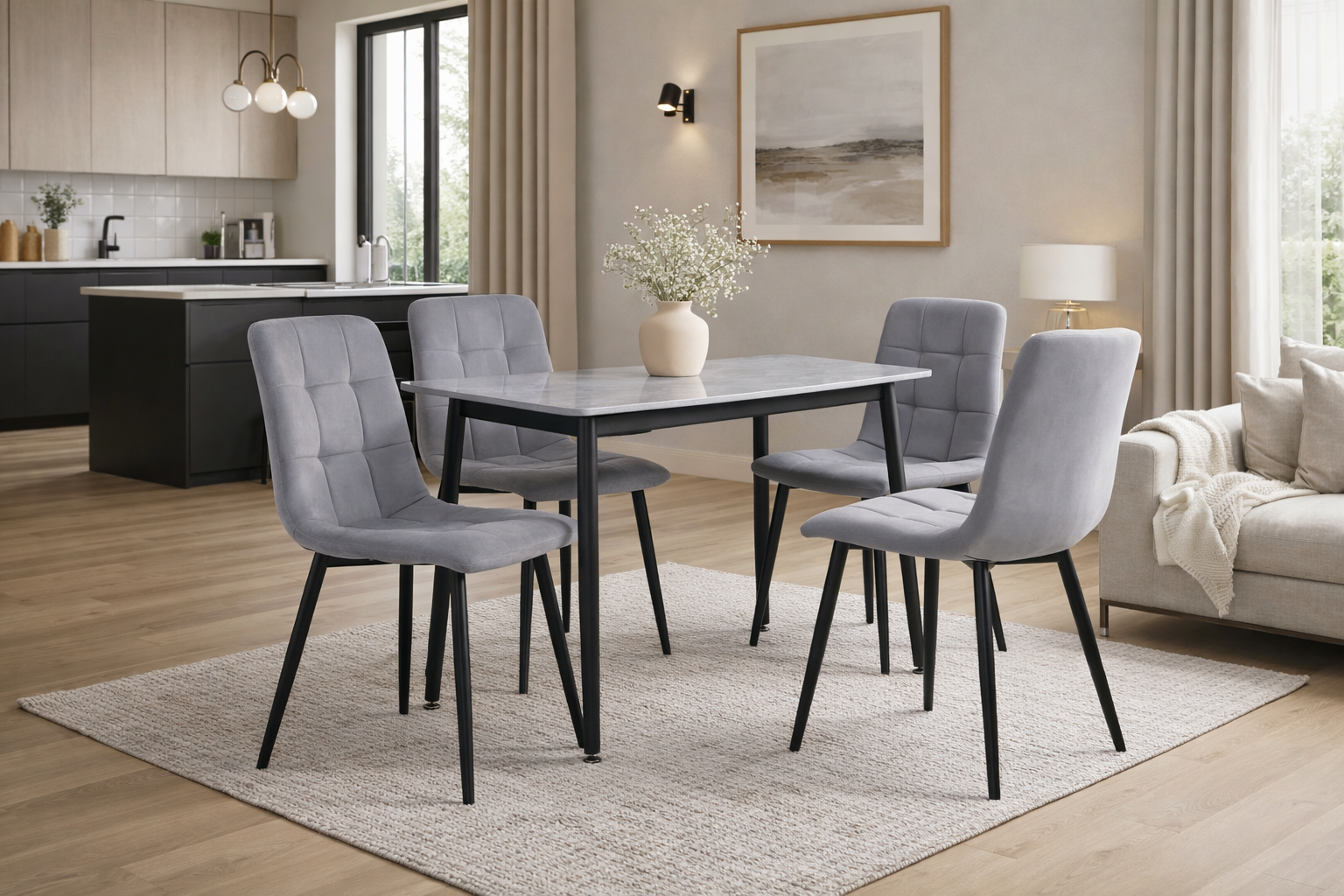 ᐉ Обеденный комплект для кухни Fregat Home керамический стол и 4 кресла ...