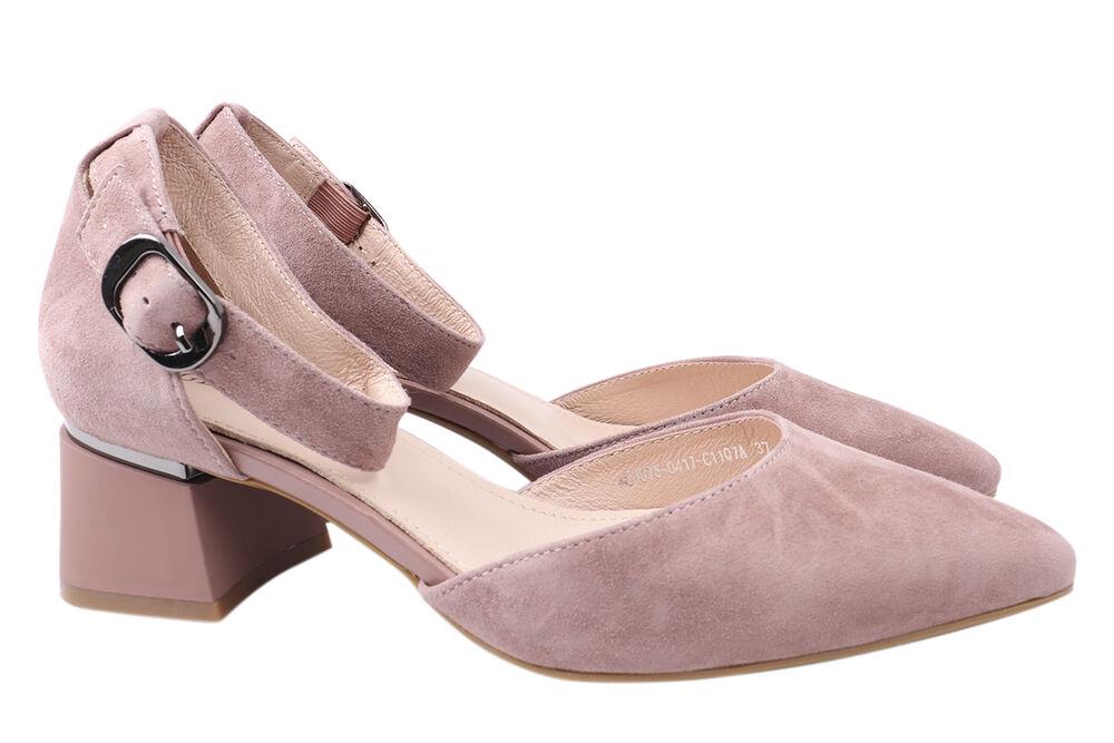 Туфли женские Geronea из замши на низком каблуке р. 38 Розовый (955-21LT)