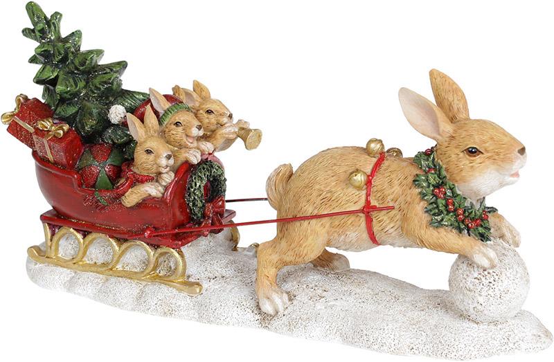 Декоративная композиция Заячья повозка 31х8,5х14 см полистоун Рыжий заяц (BD-707-775)