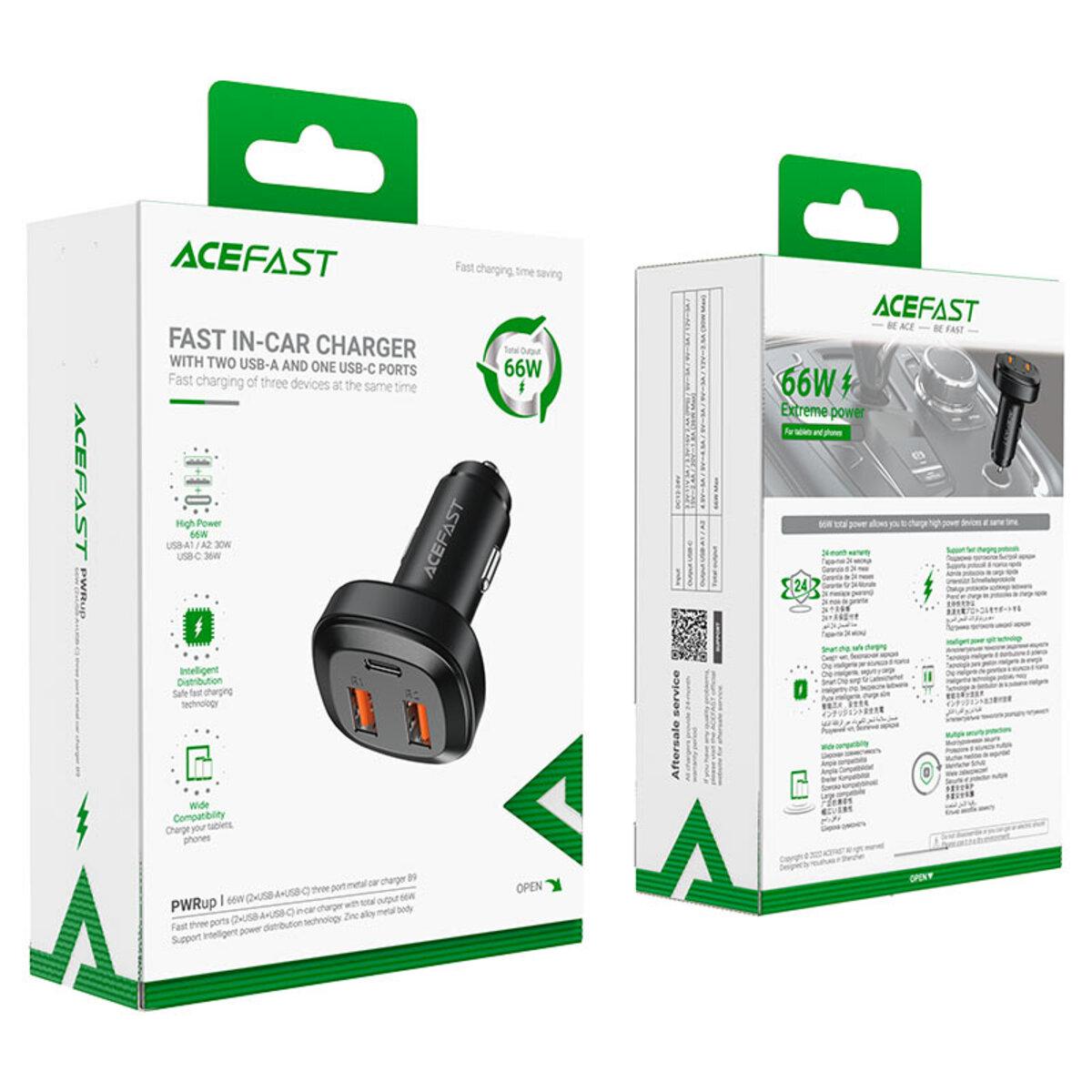 FM-трансмітер Автомобільний Acefast B9 66W 2xUSB 1xType-C metal car charger Black (6974316281726) - фото 7 FM-трансмітер Автомобільний Acefast B9 66W 2xUSB 1xType-C metal car charger Black (6974316281726) - фото 7