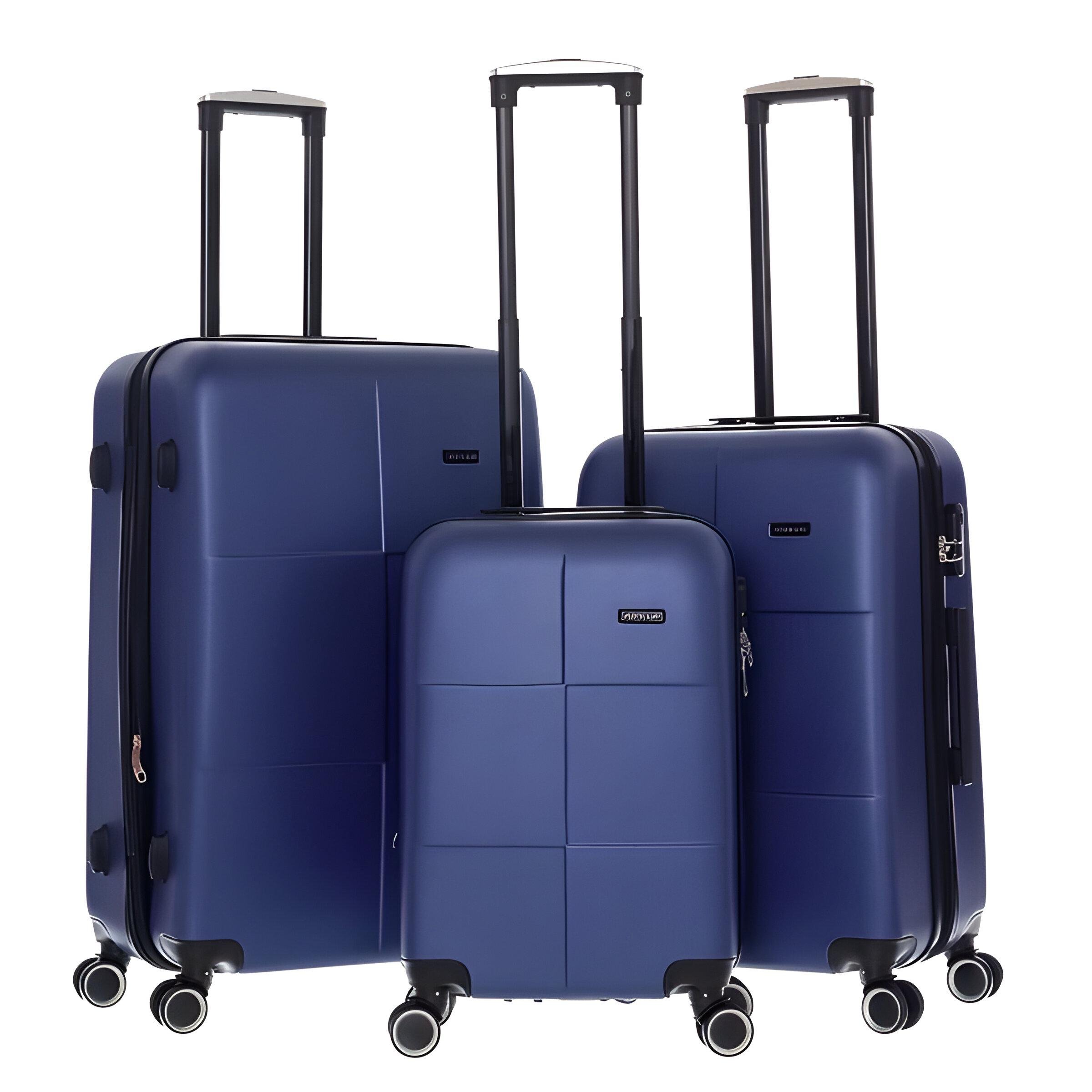 Набір валіз 3в1 пластик з кодовим замком та телескопічною ручкою Синій (522) - фото 1 Набір валіз 3в1 пластик з кодовим замком та телескопічною ручкою Синій (522) - фото 1