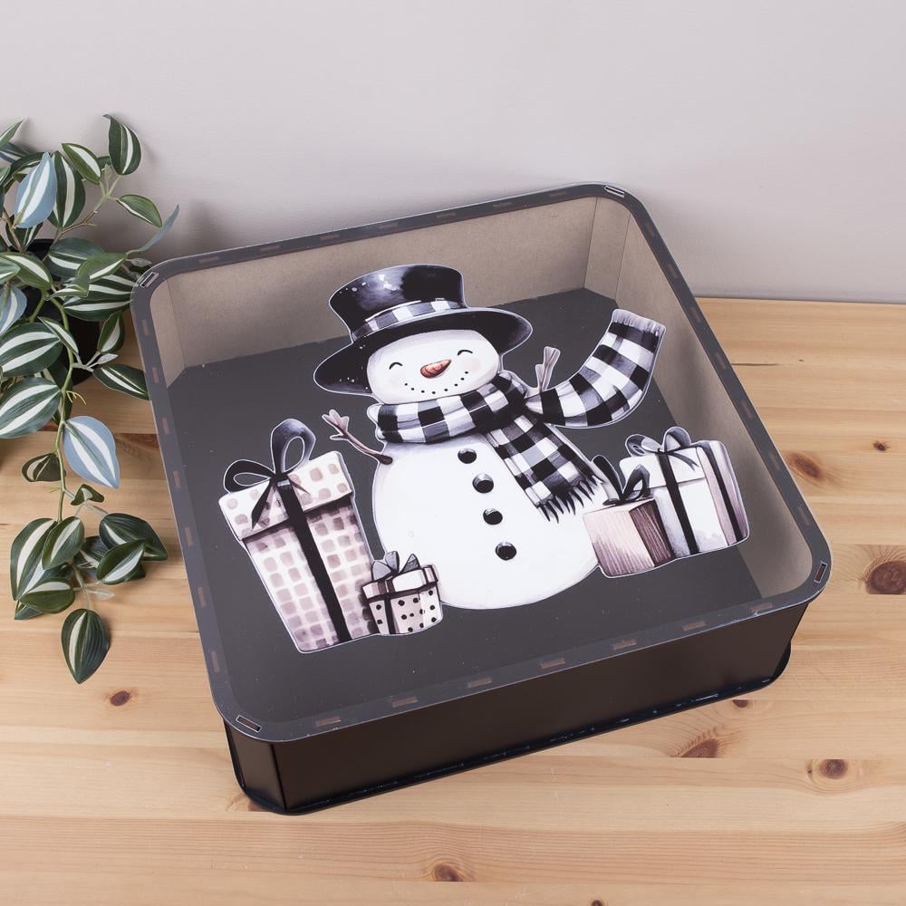 Коробка квадратная снеговик 40 см (7496-3) - фото 1