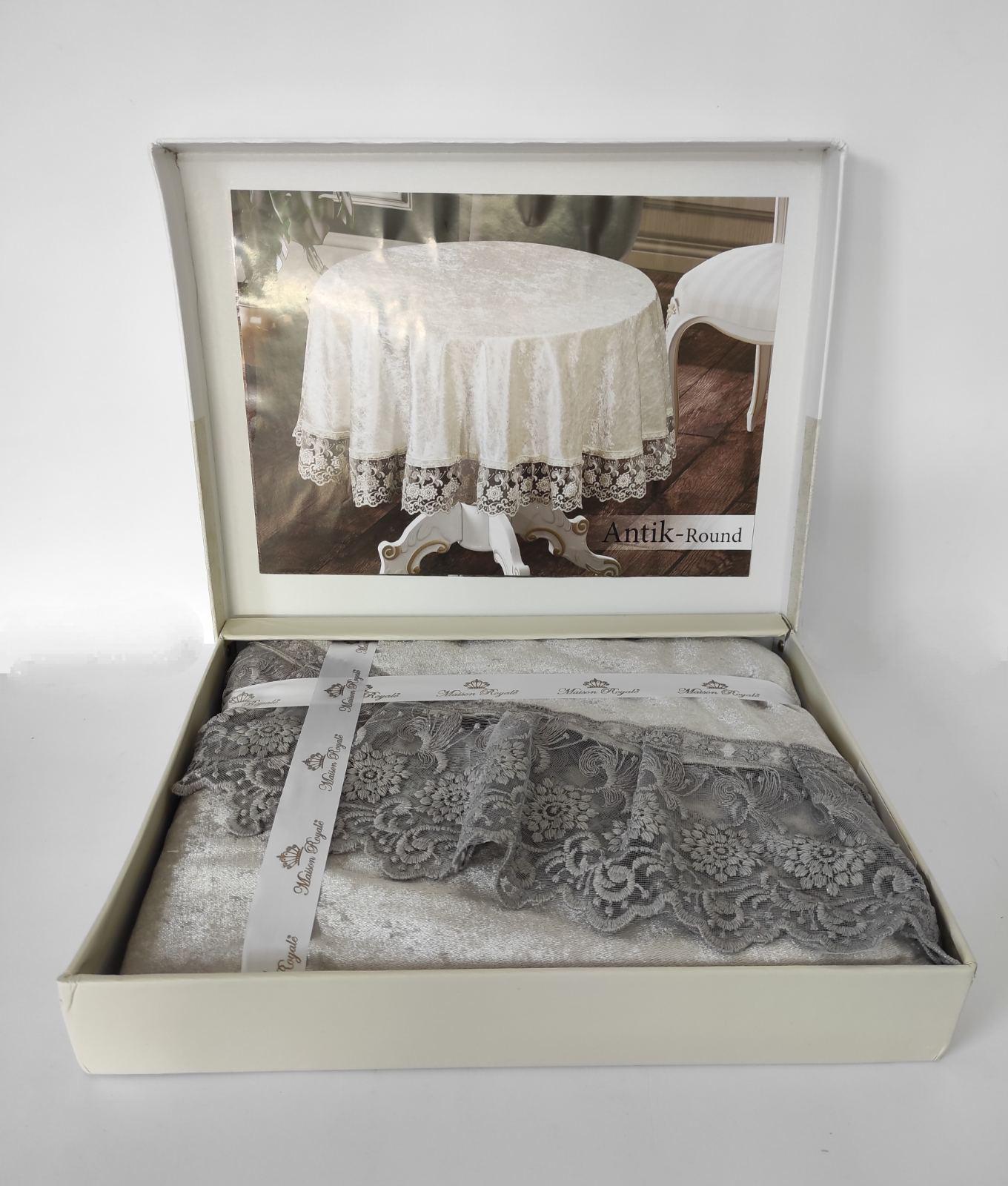 Скатерть велюровая Maison Royale 160 круг Antik Grey (CN9341)