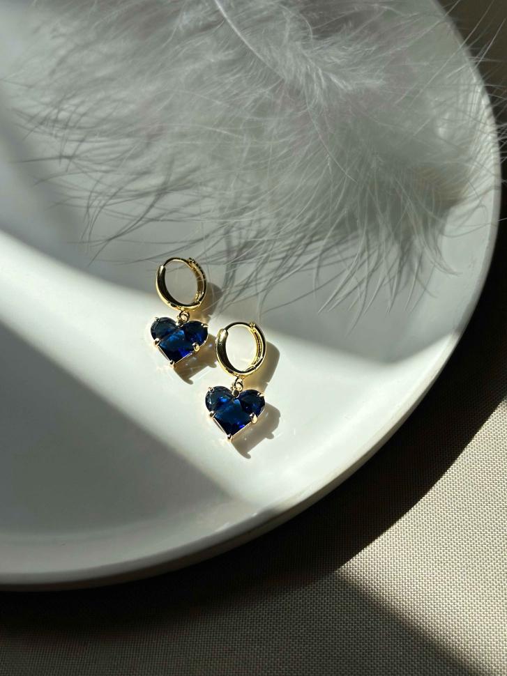 Серьги синее сердце (5574)