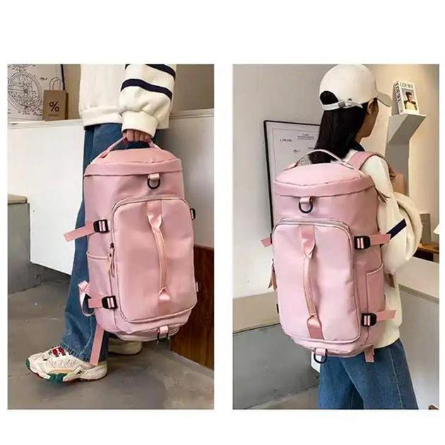 Спортивная сумка женская с отделом для обуви дорожная из нейлона 30 л Розовый - фото 6