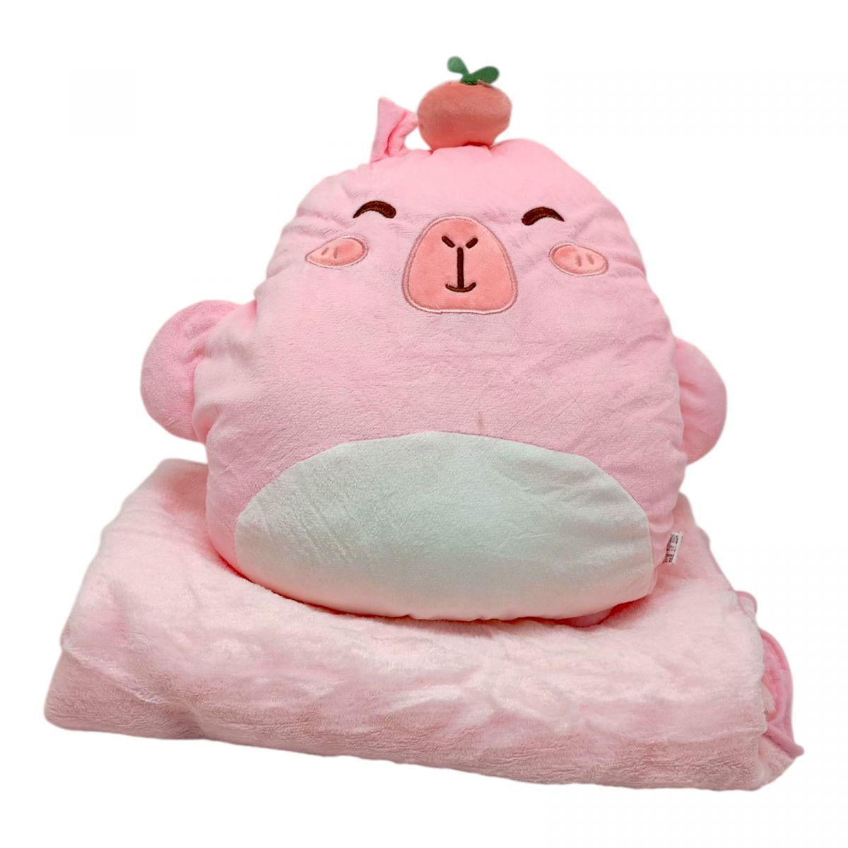 Мягкая игрушка Капибара с пледом 26 см Розовый (29697231)