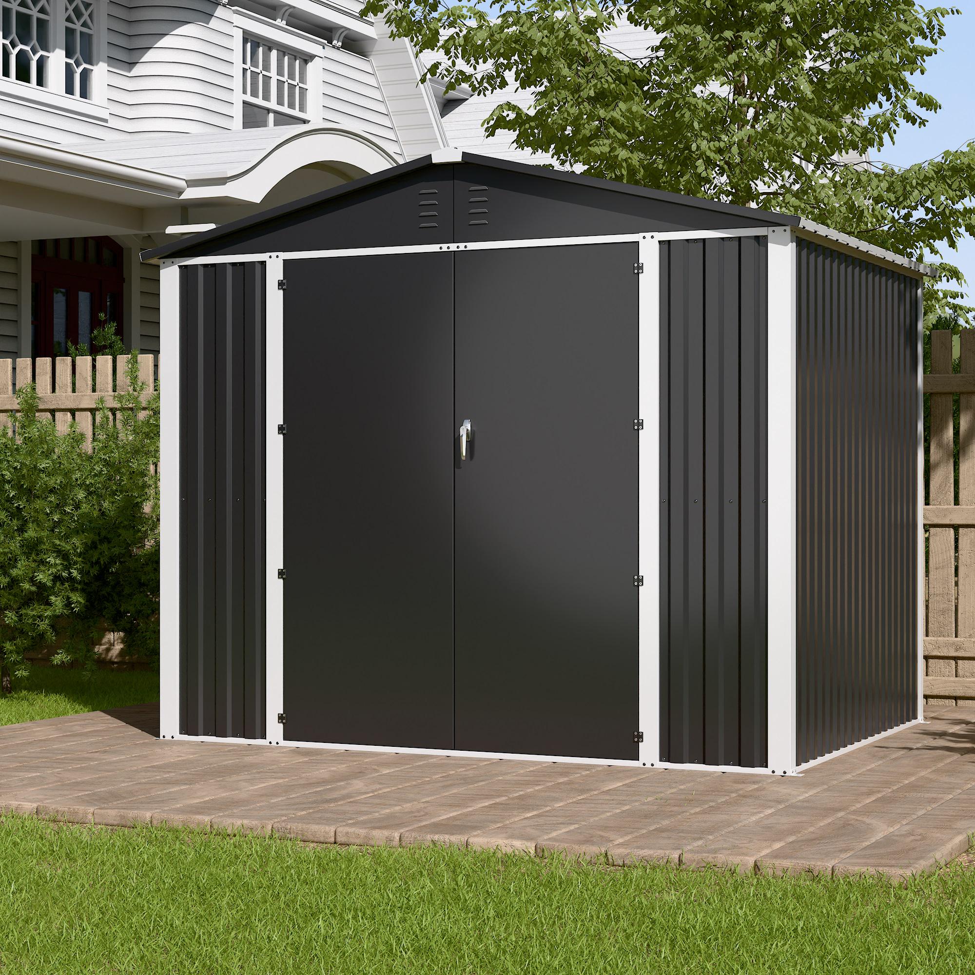 Хозблок-сарай металлический DS-03 CUSTOMIZED с двускатной крышей 2000х2400х1800 мм Темно-серый PANTONE 10C - фото 6