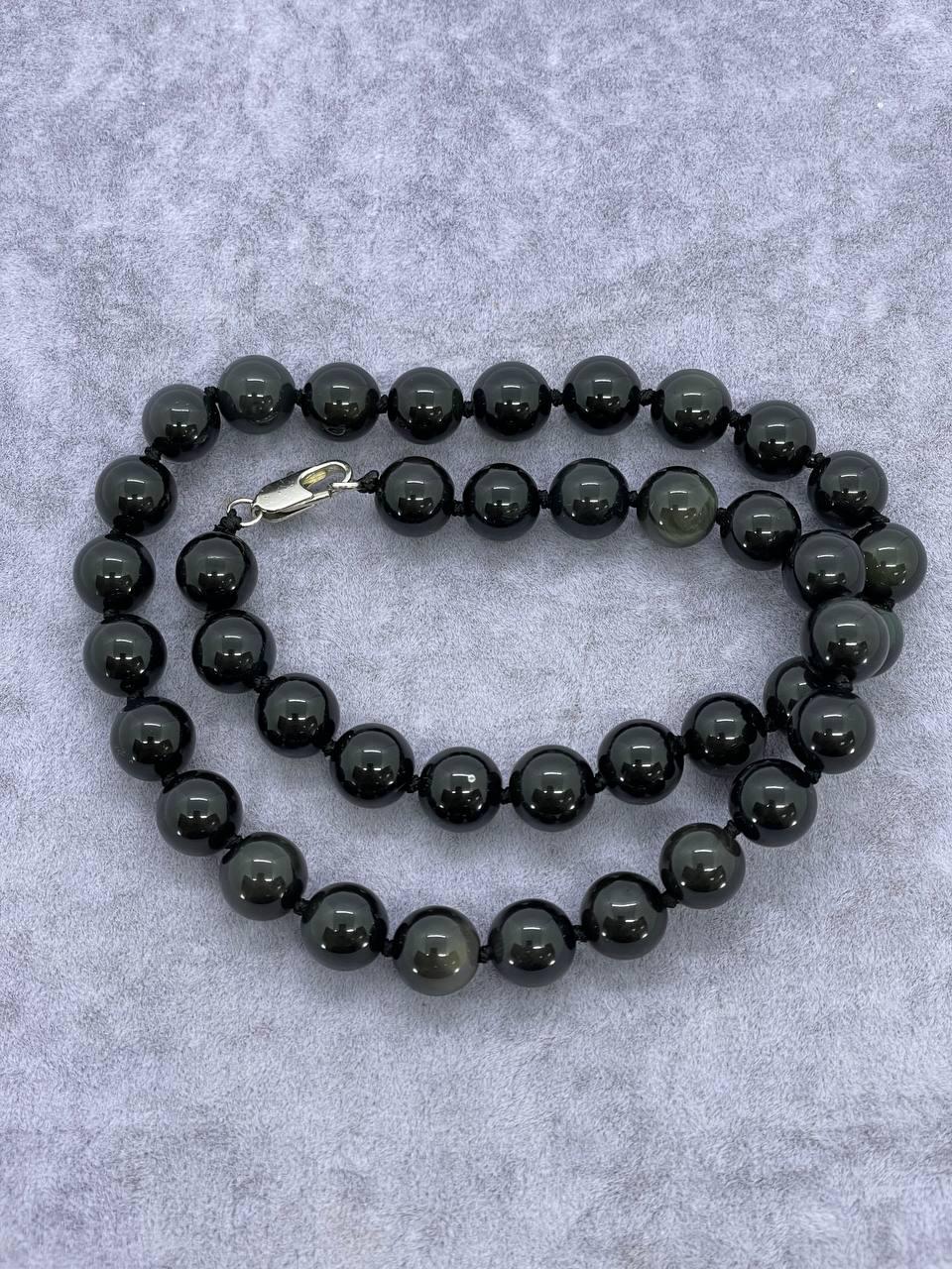 Бусы обсидиан 10 мм 40 см Черный (9850)