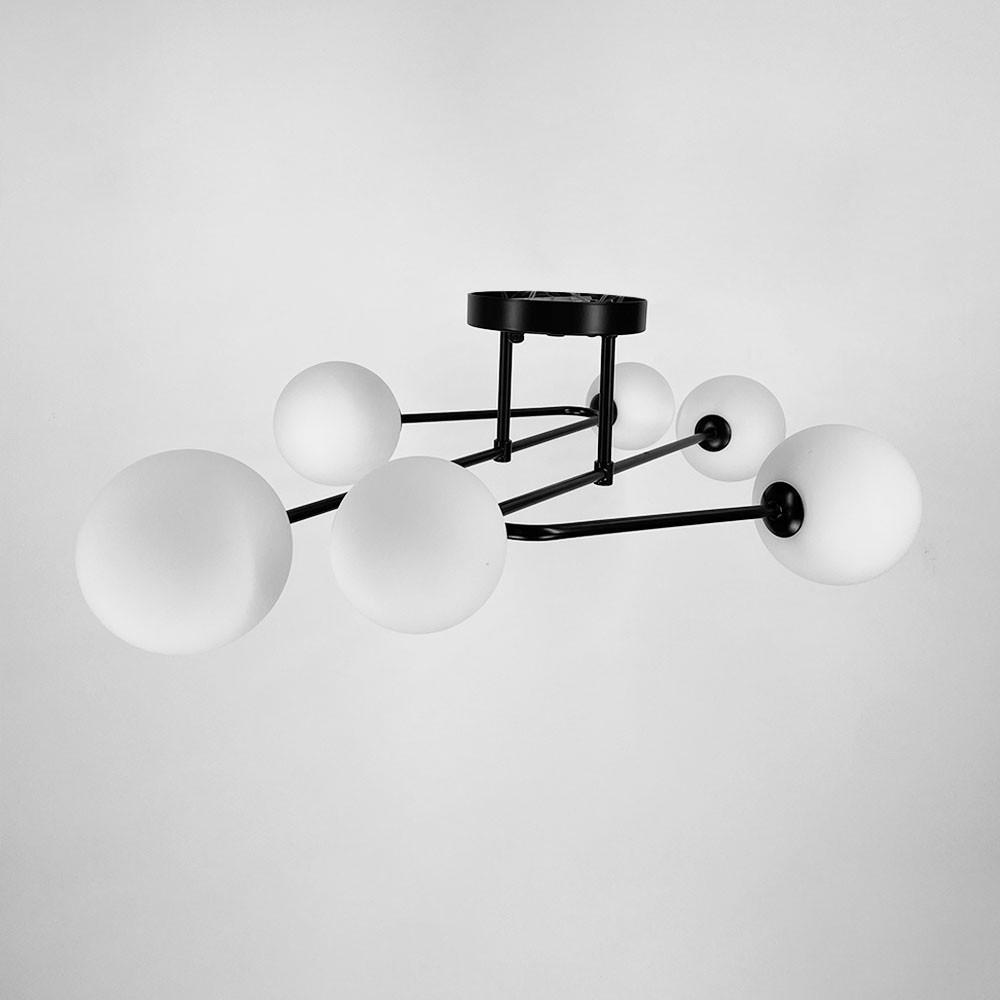 Люстра стельова з вигнутими ріжками на 6 ламп Чорний (YQ 317/6 BK+WT) - фото 5 Люстра стельова з вигнутими ріжками на 6 ламп Чорний (YQ 317/6 BK+WT) - фото 5