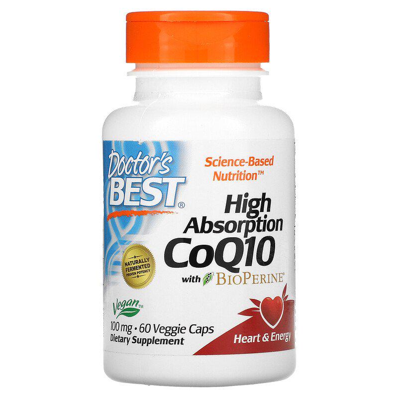 Коензим Q10 Doctor's Best High Absorption CoQ10 with BioPerine з біоперином 100 мг 60 капсул (929164672)