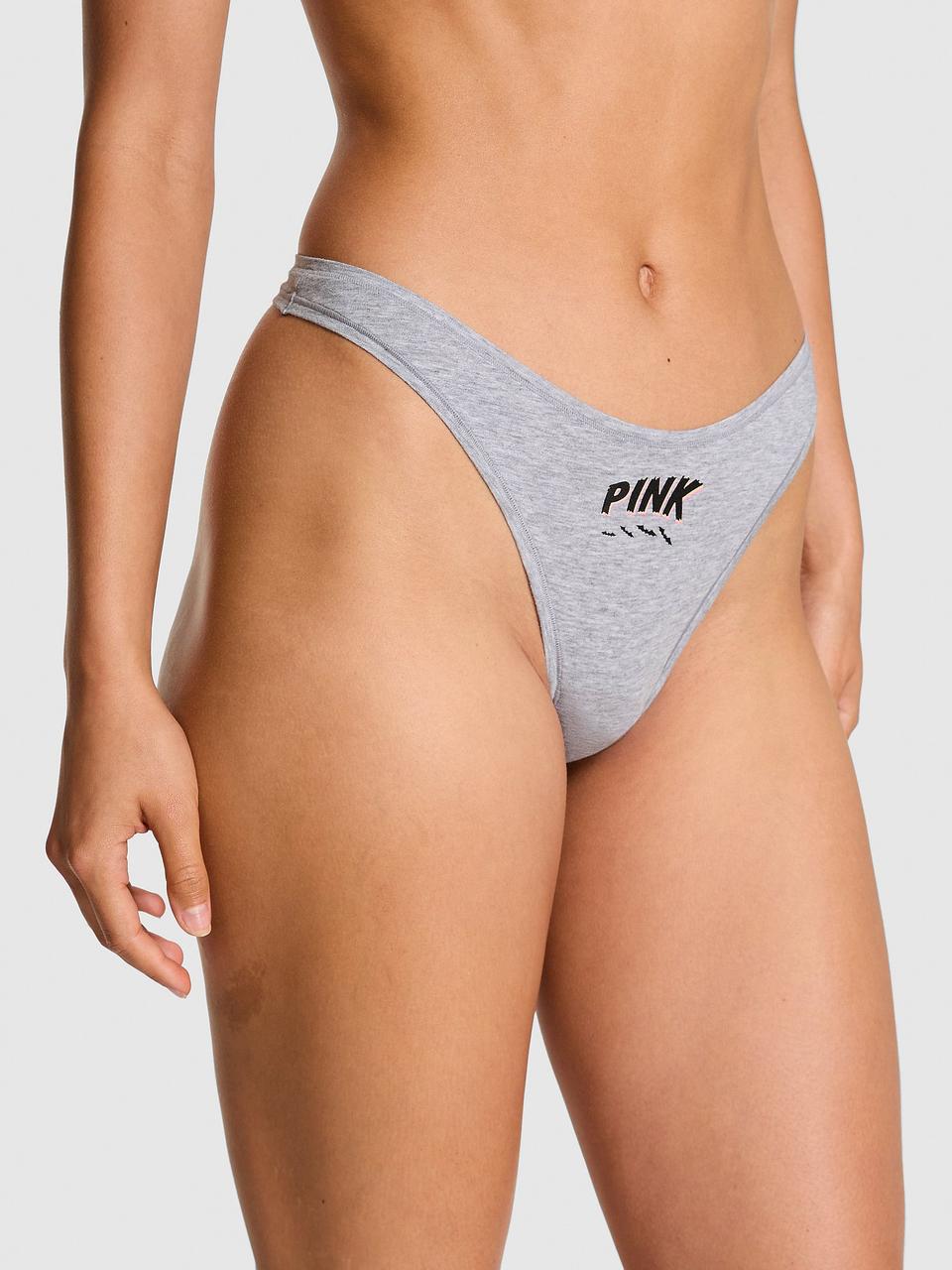Трусики женские Victoria's Secret Cotton High-Leg Thong L Серый (297132879964)