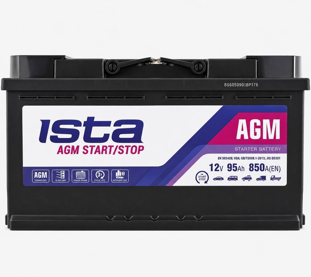 Акумулятор автомобільний Ista AGM 95 850A R+ 12V (3179219813) Акумулятор автомобільний Ista AGM 95 850A R+ 12V (3179219813)
