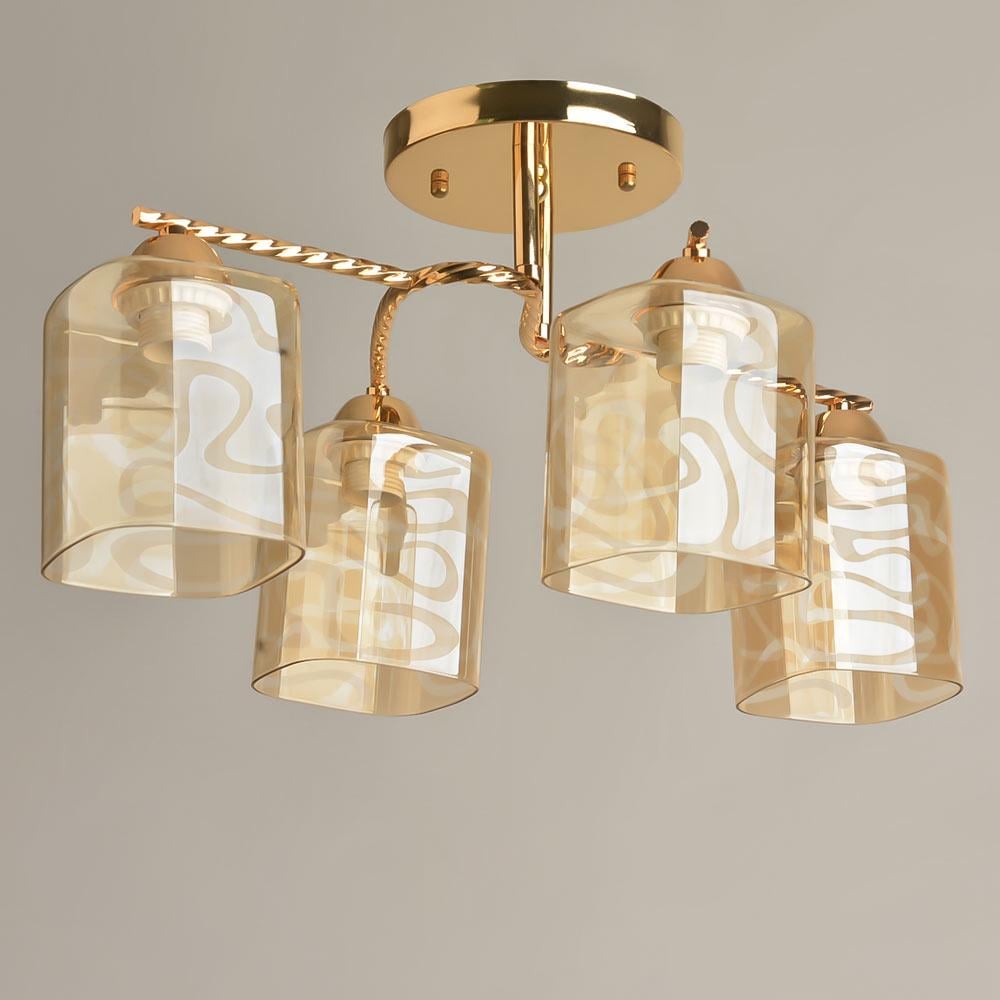 Люстра потолочная Lighthouse SRS-19518/4А FG с узором Золотой/Янтарный