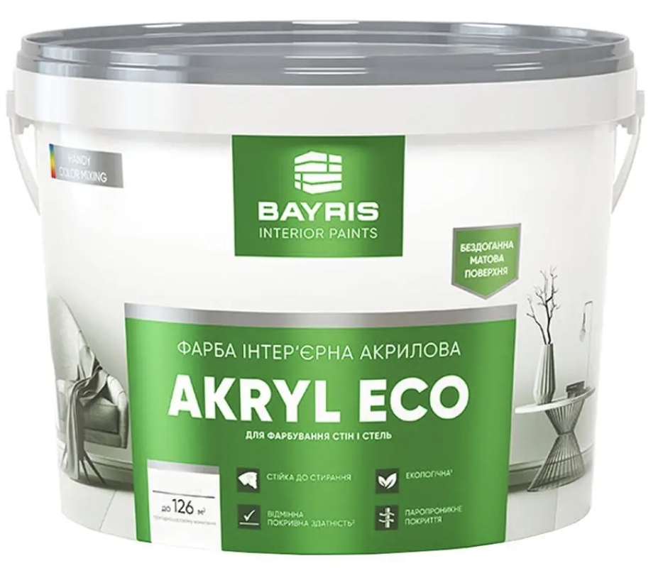 Краска интерьерная для стен и потолков Bayris Acryl Eco 14 л (1683637561)