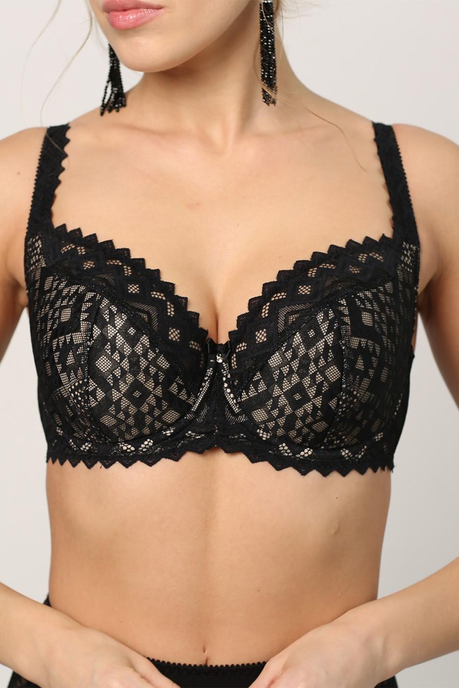 Бюстгальтер с уплотненной чашкой ZeBra 70D Черный/Жареный миндаль (69589)