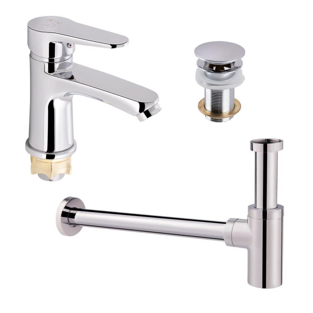 Комплект змішувачів для умивальника Lidz хромований Сріблястий (21880) Комплект змішувачів для умивальника Lidz хромований Сріблястий (21880)