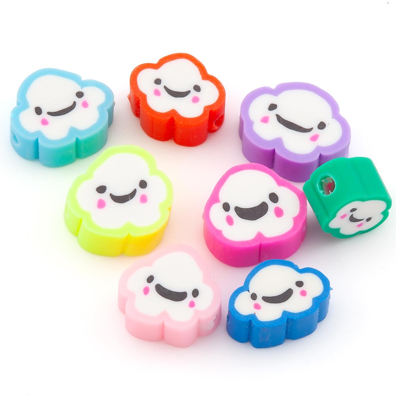 Бусины из полимерной глины Cloud Smiley Face 10х8х4,5 мм 10 шт. Разноцветный (ПГ1004ф55)