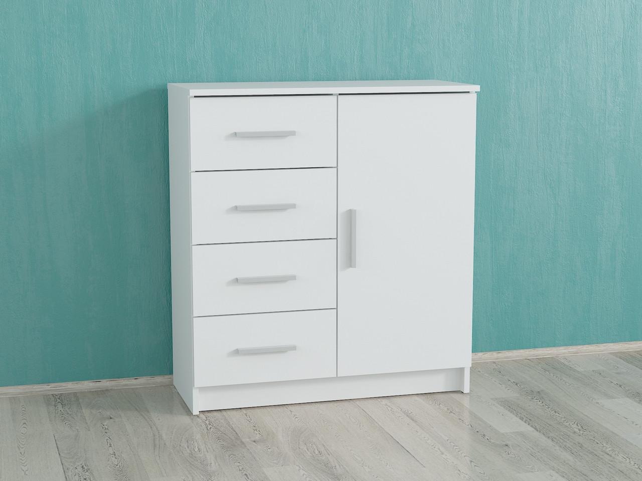 Комод на 4 ящика с дверцами K-02 790x350x870 мм Белый - фото 2