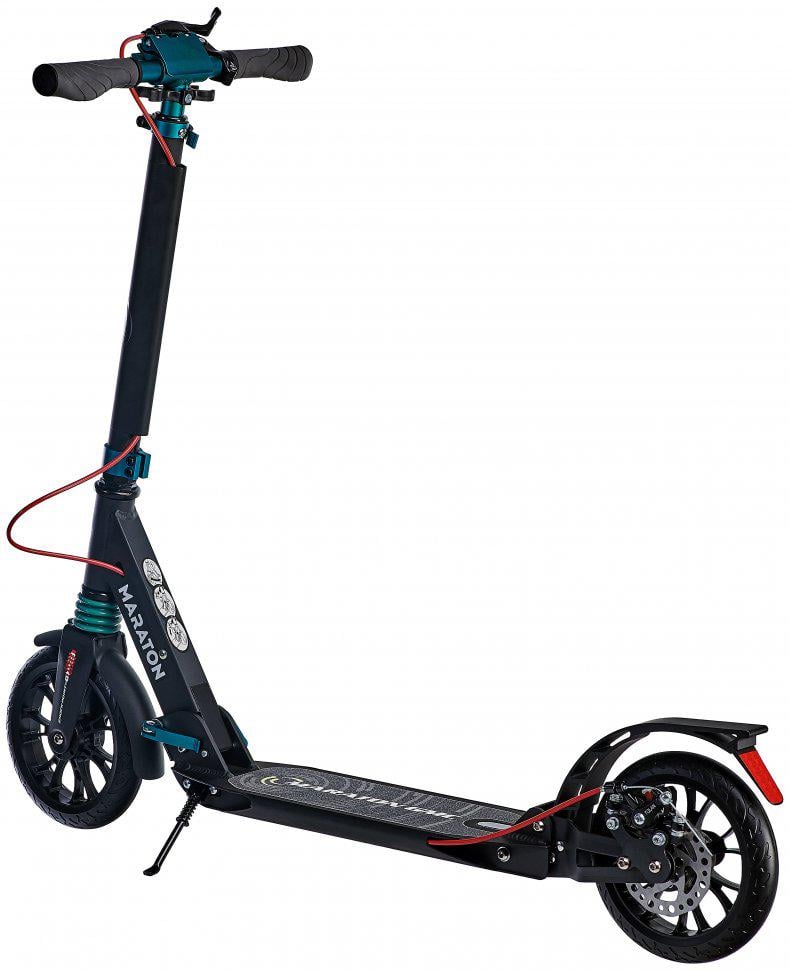 Самокат Maraton GMC з дисковим гальмом та амортизаторами/ремінь Зелений - фото 2
