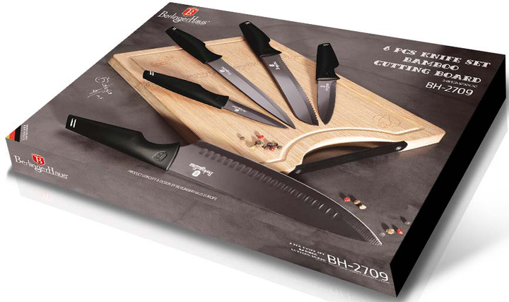 Набір ножів Berlinger Haus Black Silver Collection з дошкою 6 предметів (BH 2709) - фото 2 Набір ножів Berlinger Haus Black Silver Collection з дошкою 6 предметів (BH 2709) - фото 2