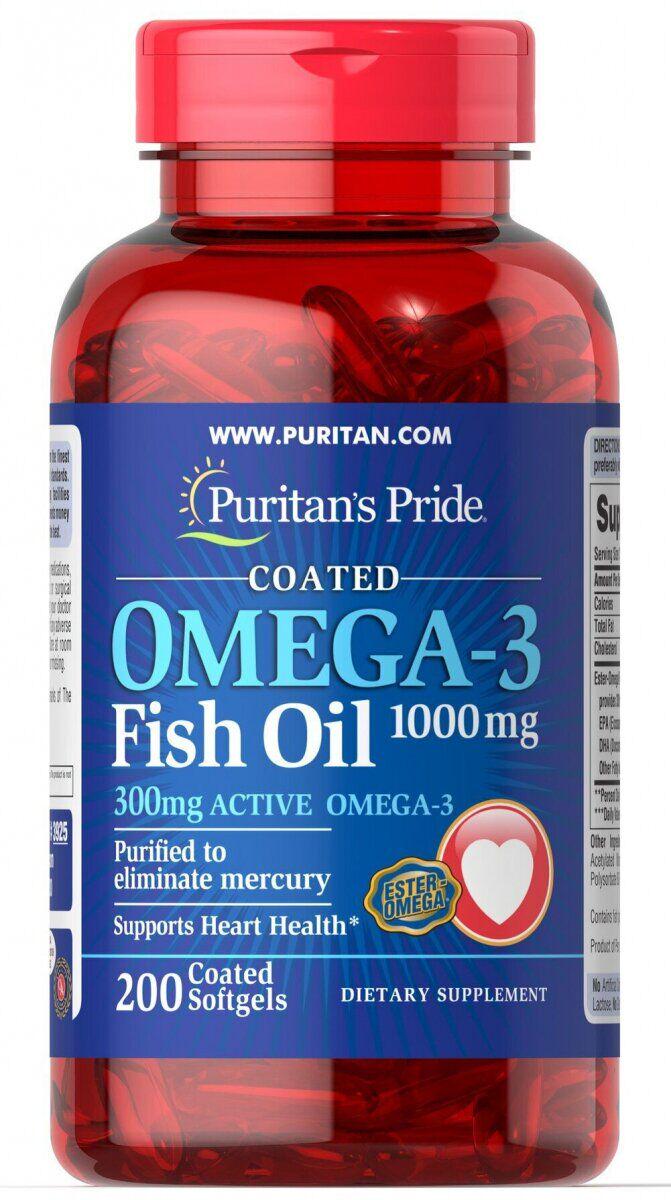 Рыбий жир Omega-3 Fish Oil Coated 1000 мг 200 капсул