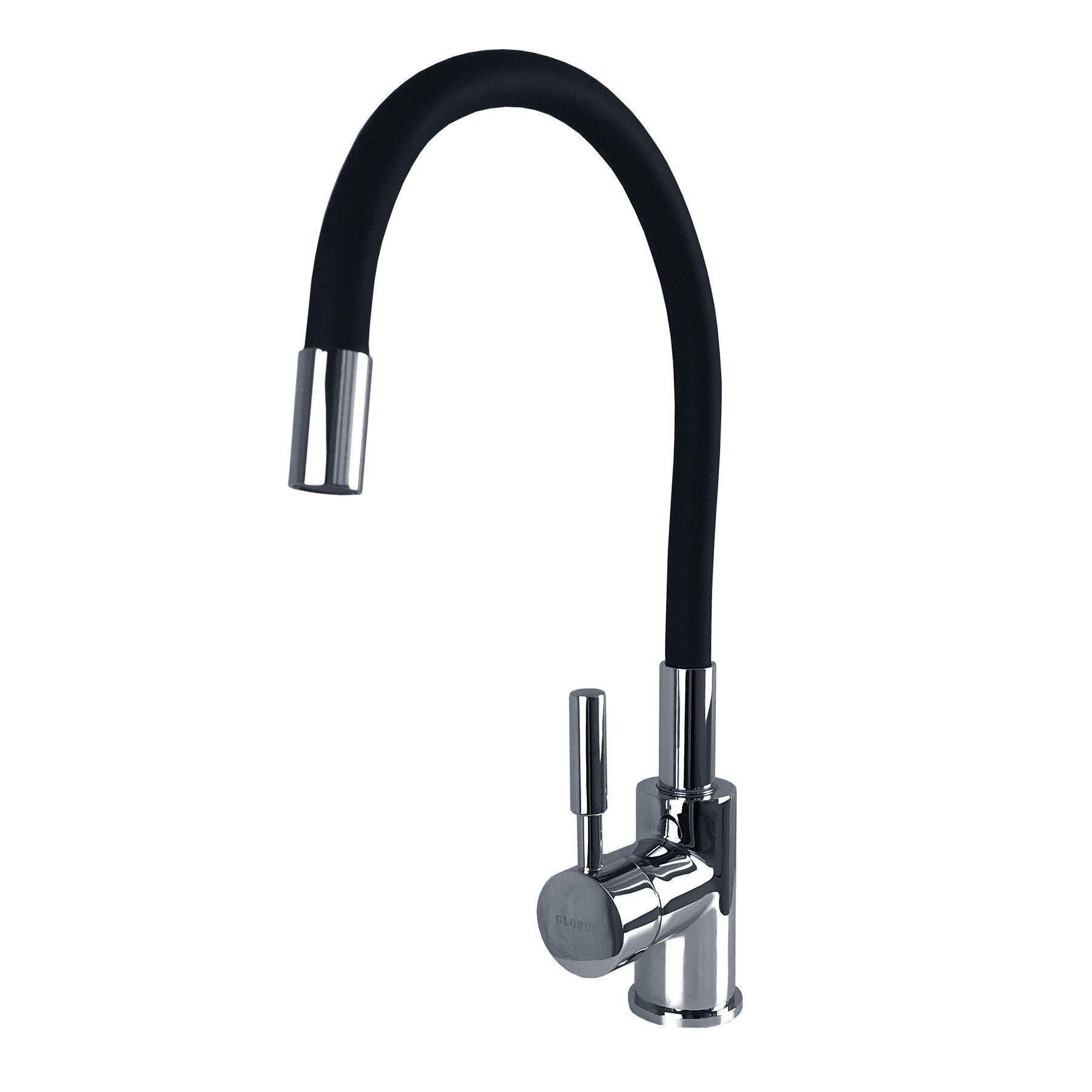 Смеситель для кухни с гибким изливом Globus Lux LAZER GLLR-0203SB Черный/Хром (18461)