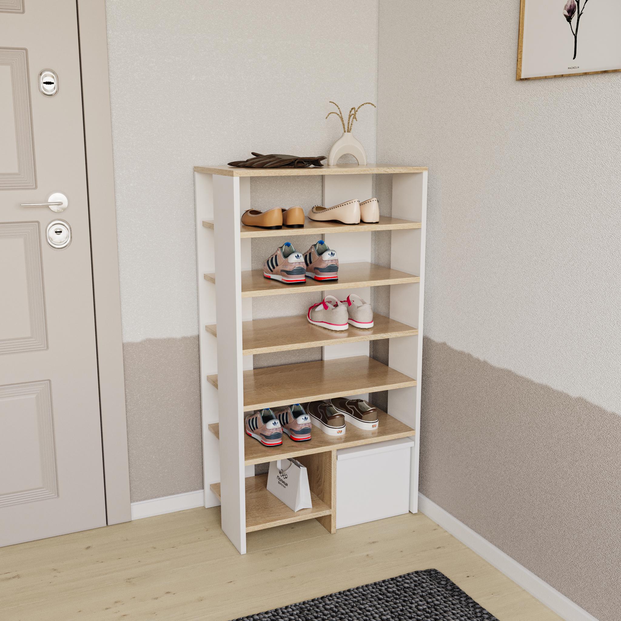 Тумба для обуви со стулом 110х60 см Дуб Сонома/Белый (РА-79s-wh) - фото 2 Тумба для обуви со стулом 110х60 см Дуб Сонома/Белый (РА-79s-wh) - фото 2