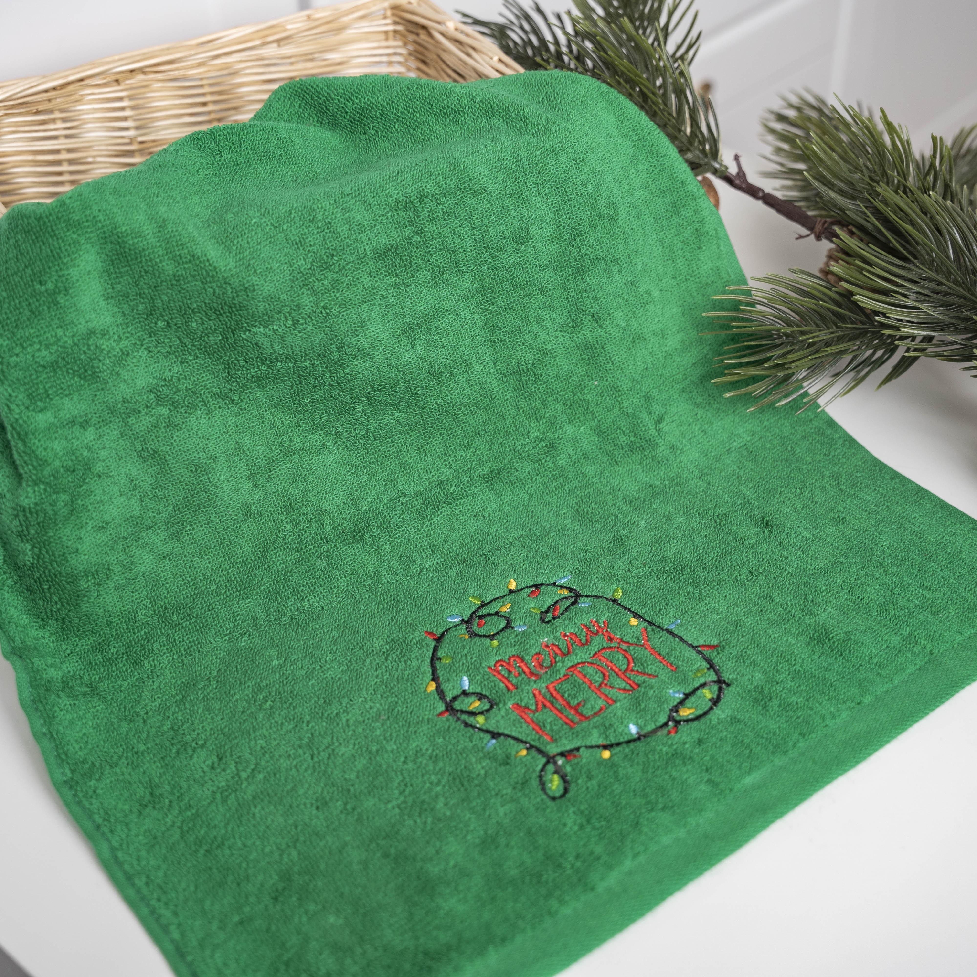 Рушник кухонний новорічний 35x75 см Хромовий зелений (88848)