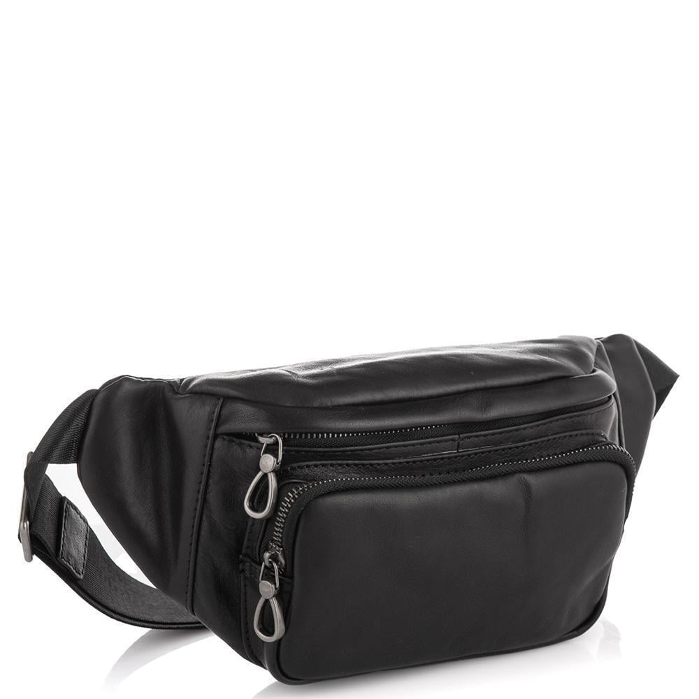 Сумка-бананка мужская кожаная Tiding Bag 310A Черный (2656558634)