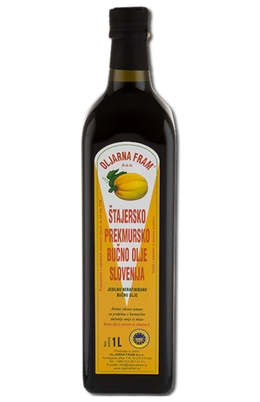 Олія гарбузового насіння Oljarni Fram першого віджиму нерафінована у скляній пляшка 0,5 л (102)