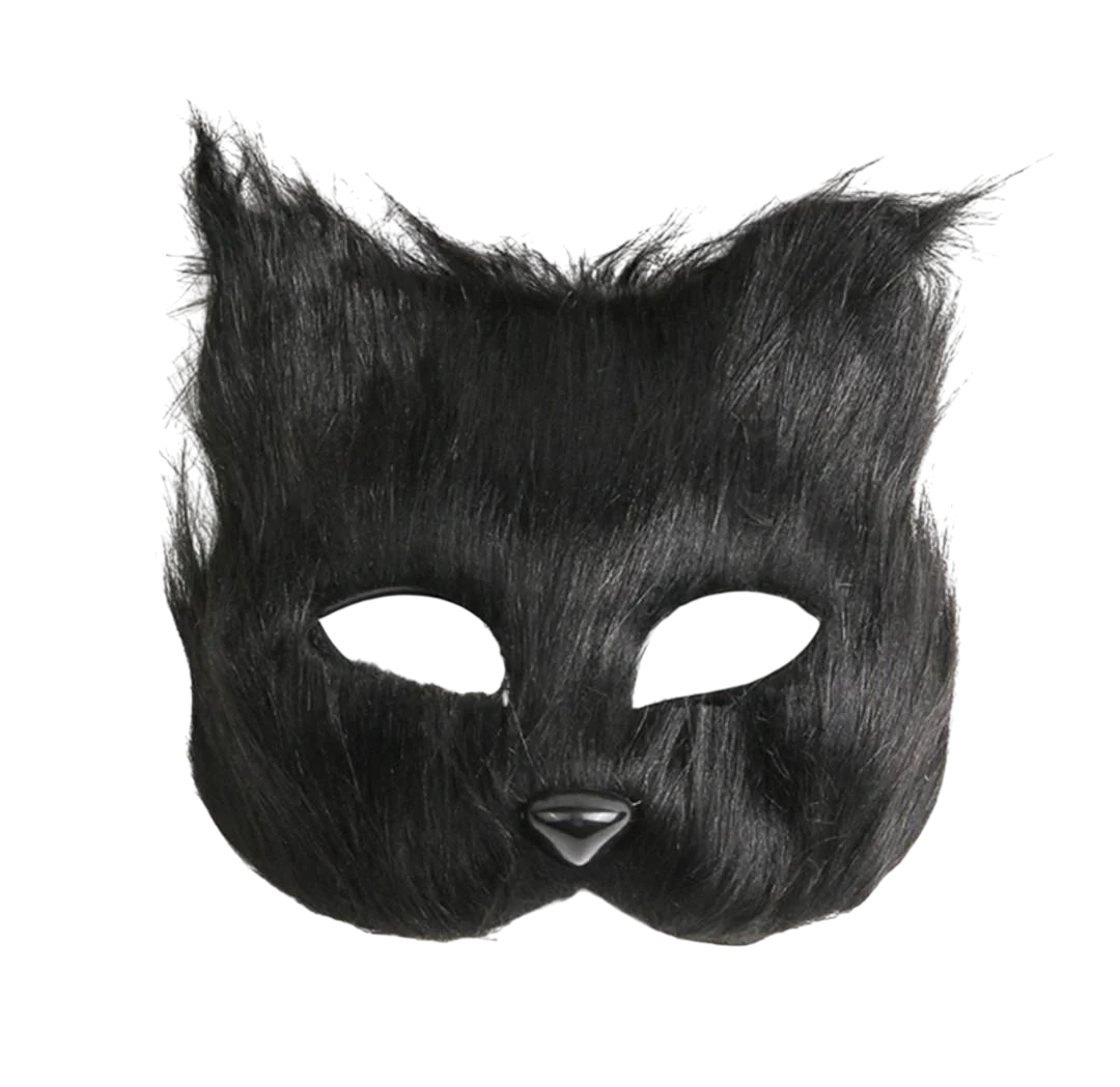 Маска меховая пушистая Кота Черный