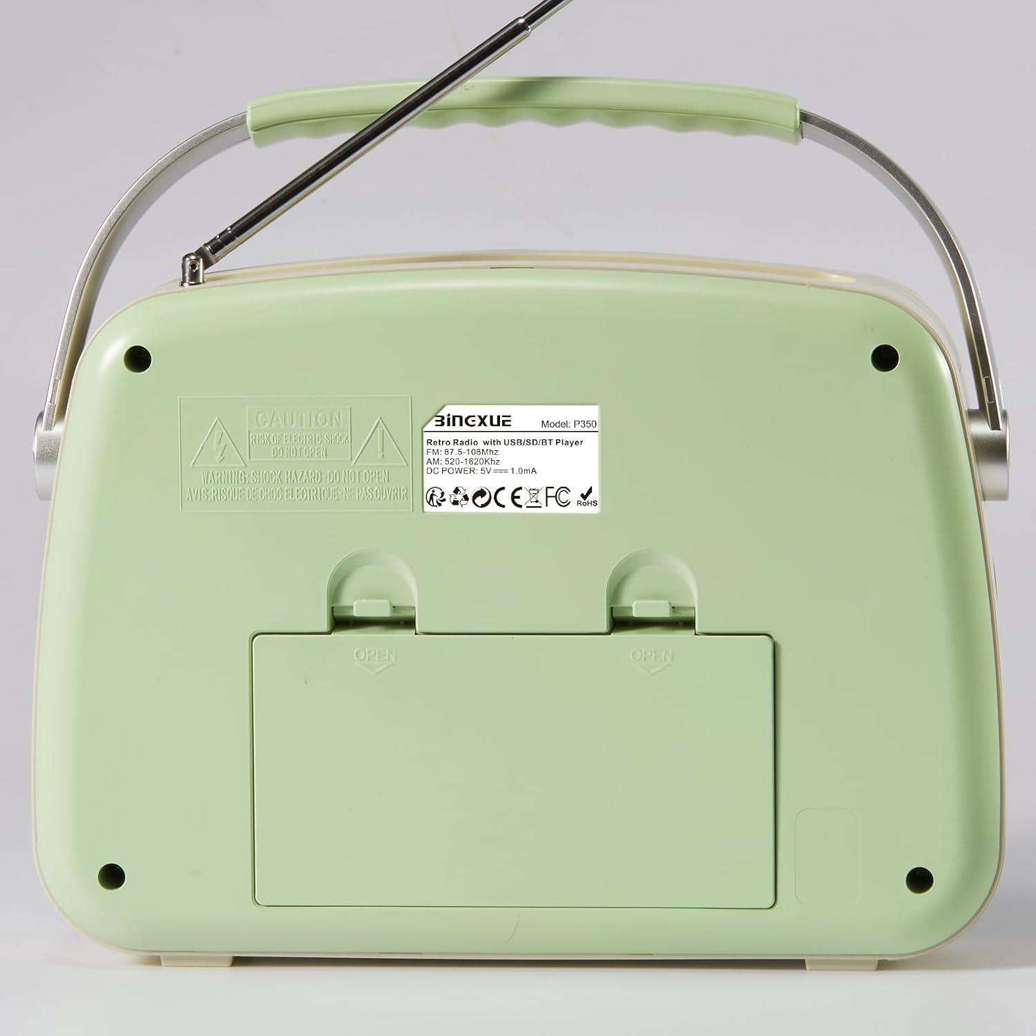 Радіо портативное в стилі ретро з акумулятором/Bluetooth/AM/FM Light Green (24087496) - фото 3 Радіо портативное в стилі ретро з акумулятором/Bluetooth/AM/FM Light Green (24087496) - фото 3